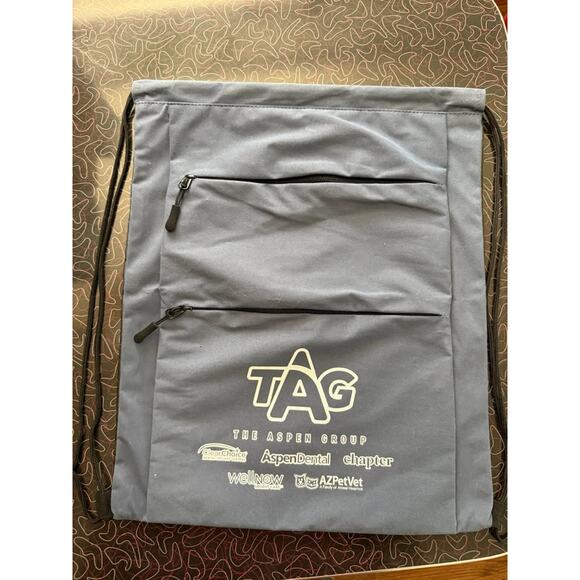 Brand New TAG Soft Feel Drawstring Bag w/ Two Zipper Pockets - Picture 1 of 4